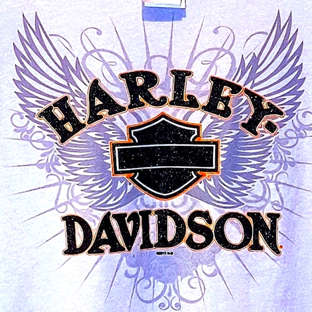 Ladies Vintage Hill City, SD Harley-Davidson Tee w/ Black Sparkle Logo Size L - Picture 8 of 11